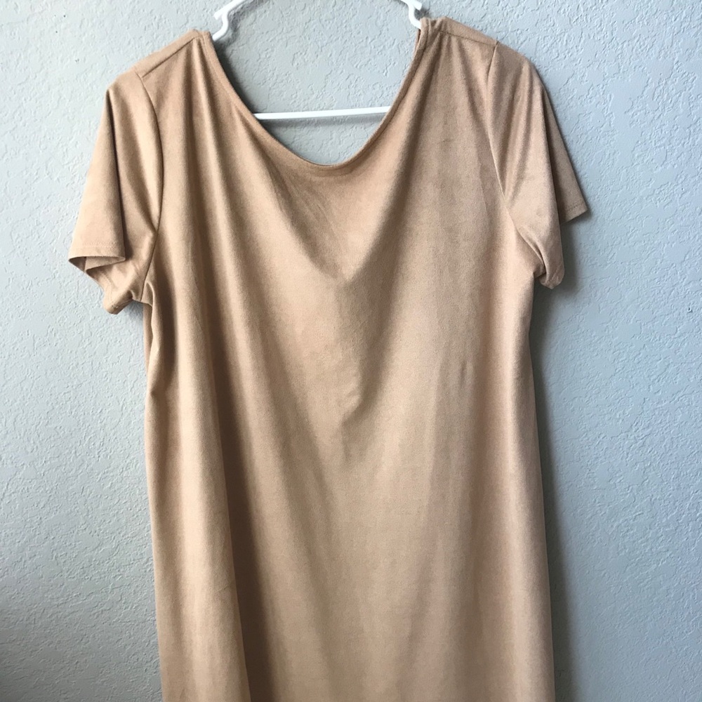 tan suede t-shirt dress